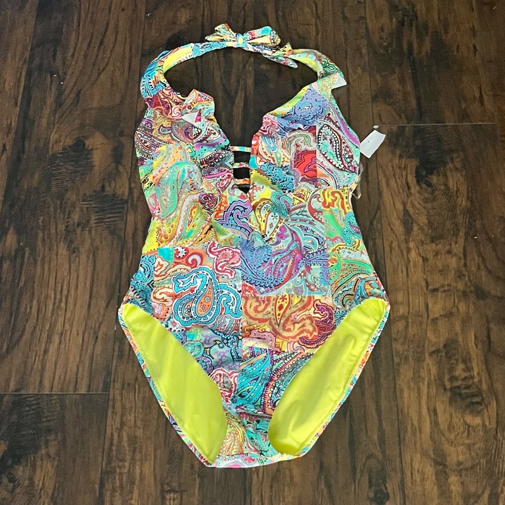 Bleu Rod Beattie Yellow and Blue One Piece Swimsuit